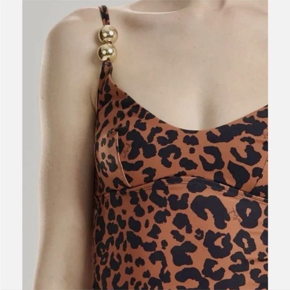 Wolford Bronze Print One Piece Swimsuit - NWT - XS push up effect, gold details - Picture 8 of 15